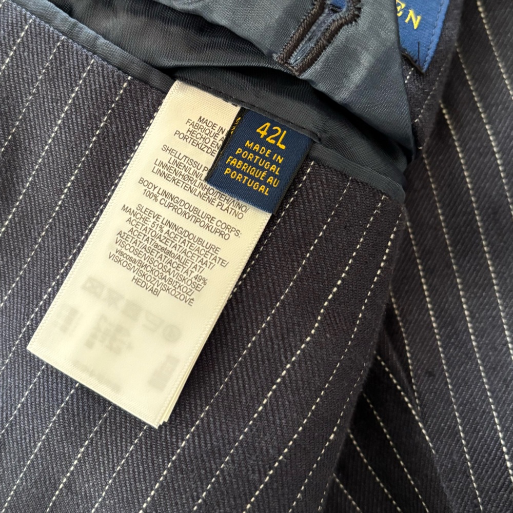 Ralph Lauren Navy Linen Pinstripe Suit Jacket - Picture 14 of 16